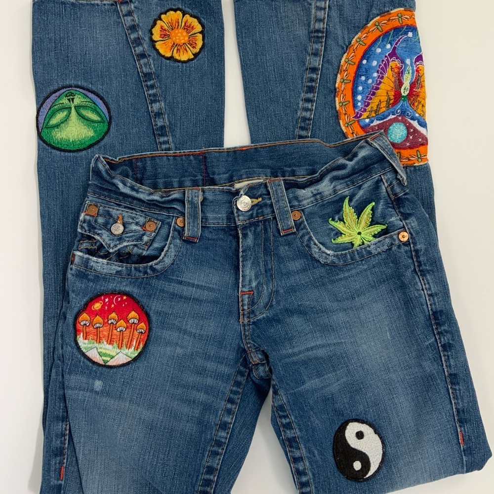 Vintage True Religion Patchwork Flare Jeans
